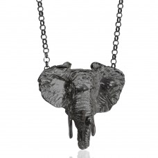 Elephant Necklace Oxidised Silver
